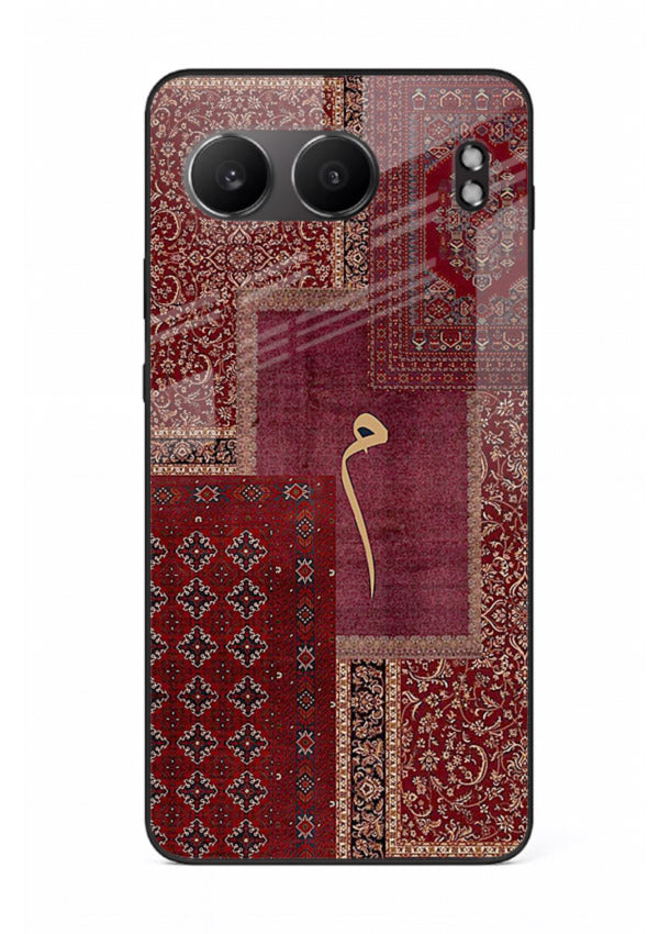 Red tapestry patchwork artwork printed on glossy tempered glass OnePlus Nord 4 back cover