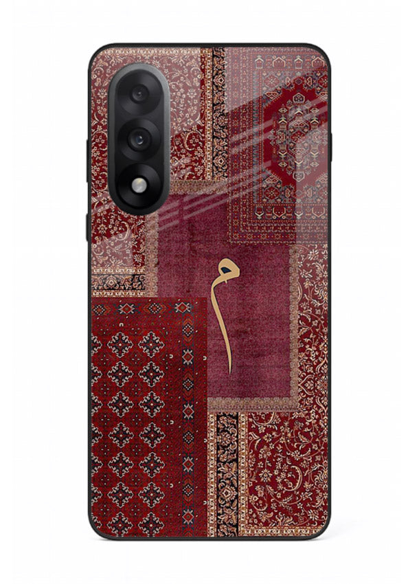 Red tapestry patchwork artwork printed on glossy tempered glass OnePlus Nord 5 back cover