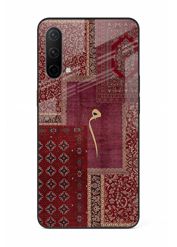 Red tapestry patchwork artwork printed on glossy tempered glass OnePlus Nord CE 5G back cover