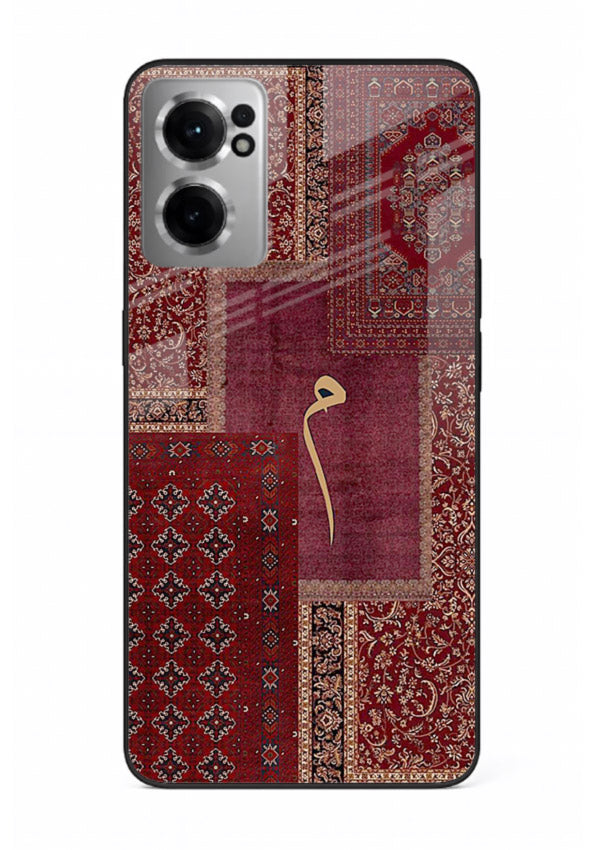 Red tapestry patchwork artwork printed on glossy tempered glass OnePlus Nord CE2 5G back cover
