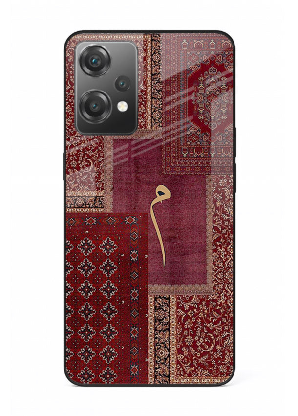 Red tapestry patchwork artwork printed on glossy tempered glass OnePlus Nord CE2 Lite 5G back cover