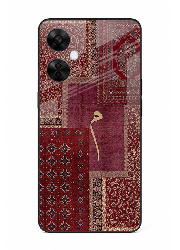 Red tapestry patchwork artwork printed on glossy tempered glass OnePlus Nord CE3 Lite back cover