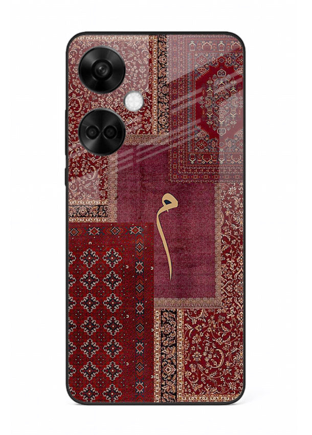 Red tapestry patchwork artwork printed on glossy tempered glass OnePlus Nord CE3 back cover
