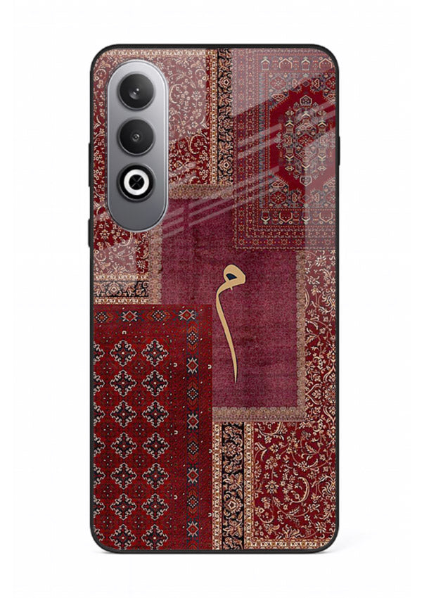 Red tapestry patchwork artwork printed on glossy tempered glass OnePlus Nord CE4 back cover
