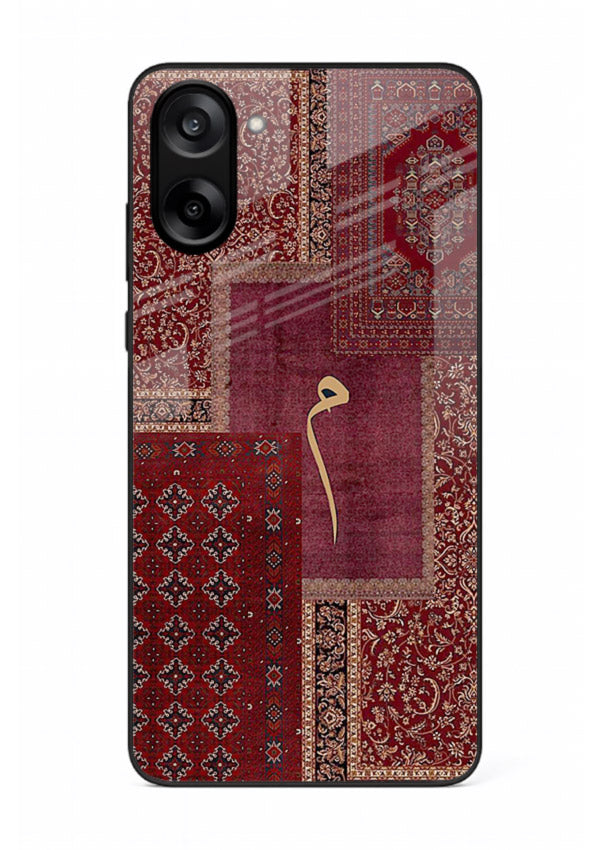 Red tapestry patchwork artwork printed on glossy tempered glass OnePlus Nord CE5 back cover