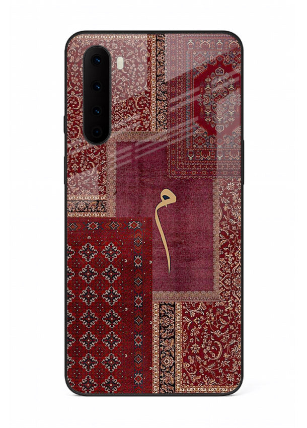 Red tapestry patchwork artwork printed on glossy tempered glass OnePlus Nord back cover