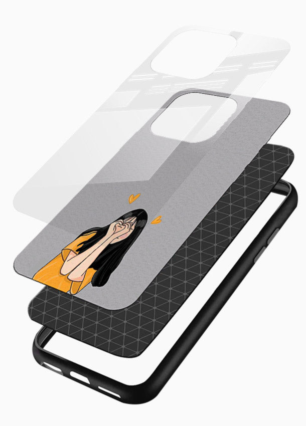 Cringe Emoji Boy funny emoji artwork glossy vibrant premium glass back cover - Angle Layers