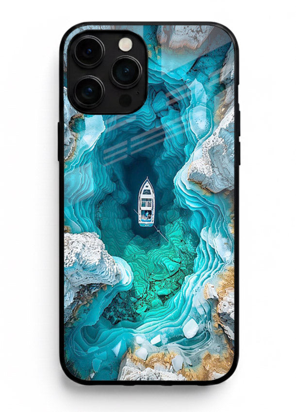 Crystal Cave Lake glowing crystal cave artwork iphone 13 pro max glass back cover