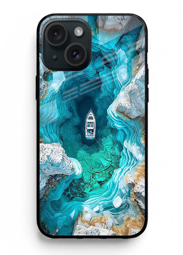 Crystal Cave Lake glowing crystal cave artwork iphone 13 mini glass back cover