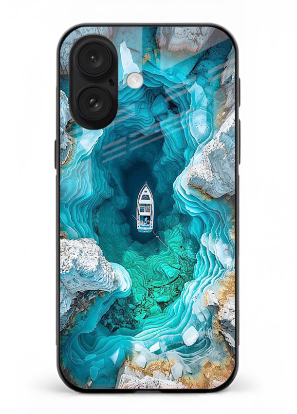 Crystal Cave Lake glowing crystal cave artwork iphone 16 glass back cover