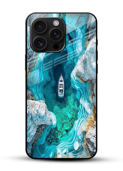 Crystal Cave Lake glowing crystal cave artwork glossy vibrant premium glass back cover - Angle Front