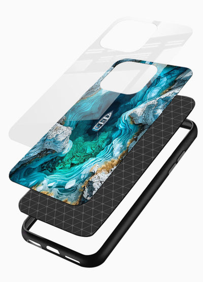 Crystal Cave Lake glowing crystal cave artwork glossy vibrant premium glass back cover - Angle Layers