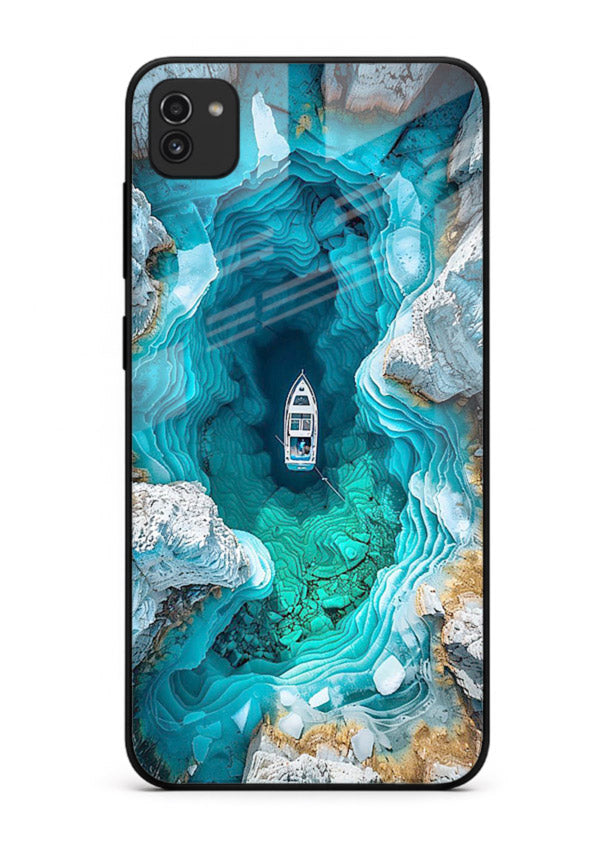 Crystal Cave Lake glowing crystal cave artwork Samsung A03 glass back cover