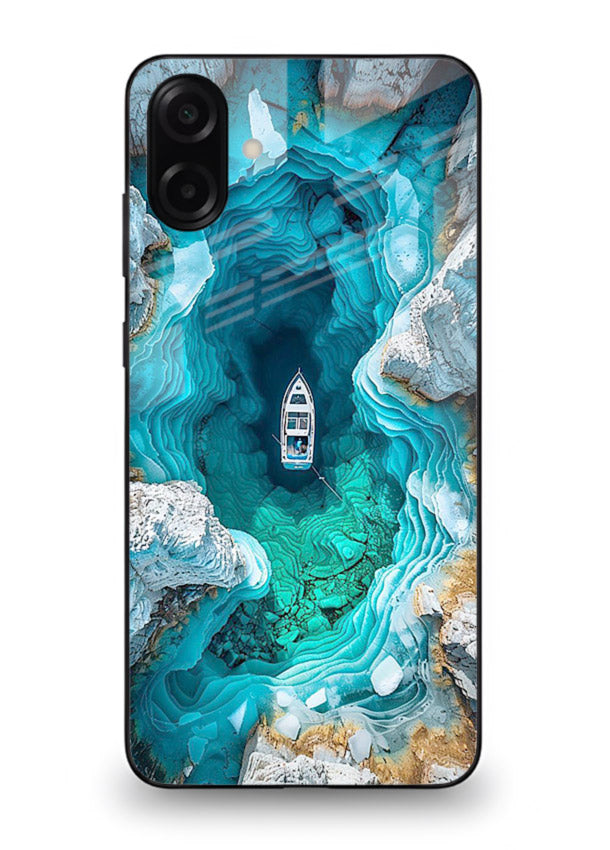 Crystal Cave Lake glowing crystal cave artwork Samsung A06 5G glass back cover