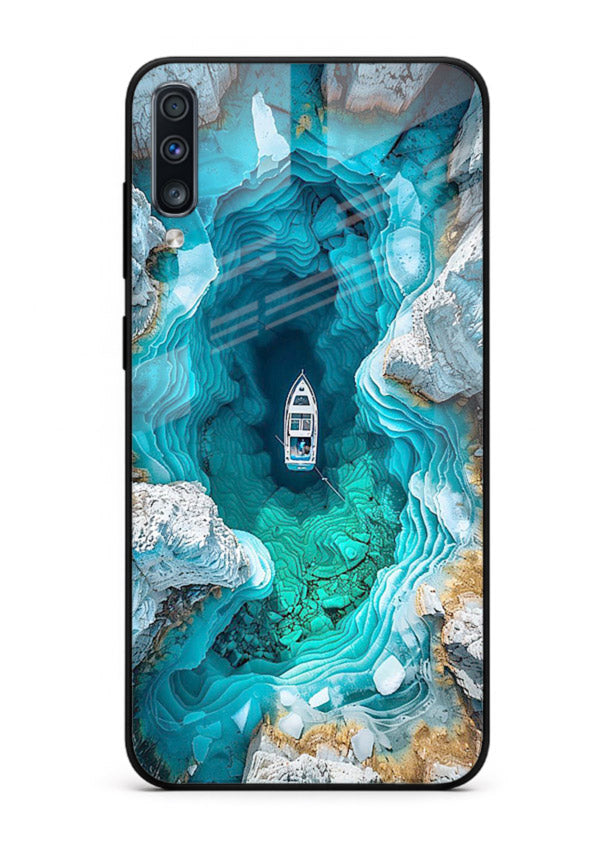 Crystal Cave Lake glowing crystal cave artwork Samsung A70 glass back cover