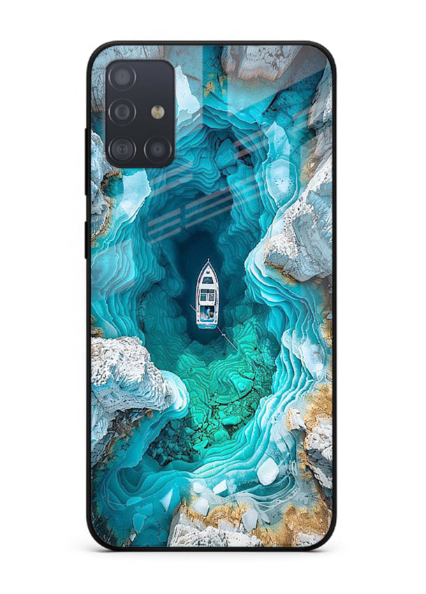 Crystal Cave Lake glowing crystal cave artwork Samsung A51 glass back cover