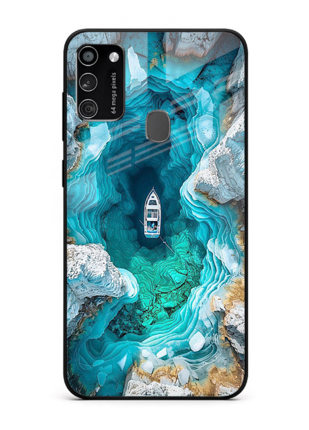 Crystal Cave Lake glowing crystal cave artwork Samsung M30s glass back cover