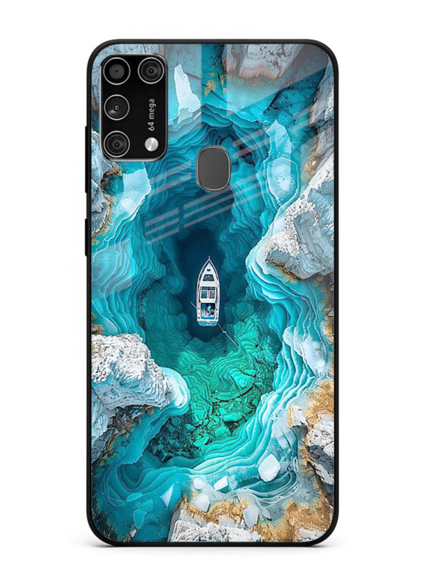 Crystal Cave Lake glowing crystal cave artwork Samsung M31 Prime glass back cover
