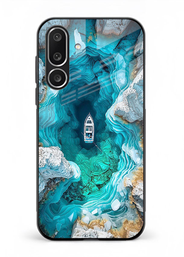 Crystal Cave Lake glowing crystal cave artwork Samsung M56 5G glass back cover