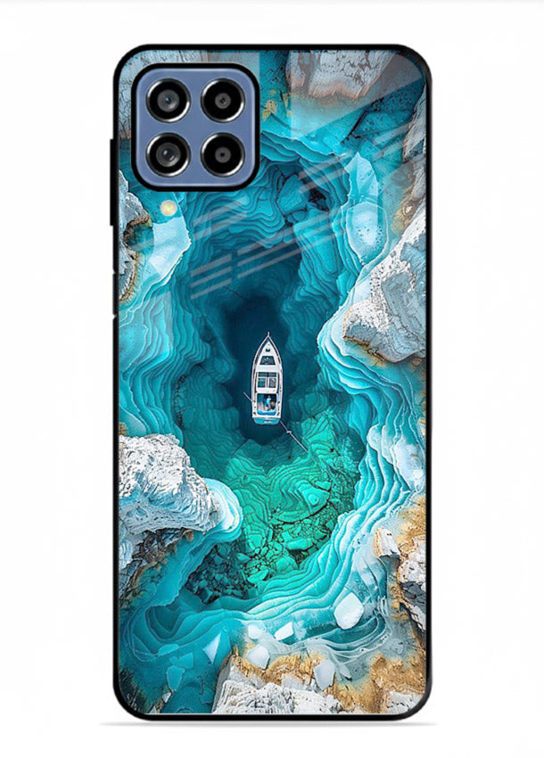 Crystal Cave Lake glowing crystal cave artwork Samsung M53 5G glass back cover