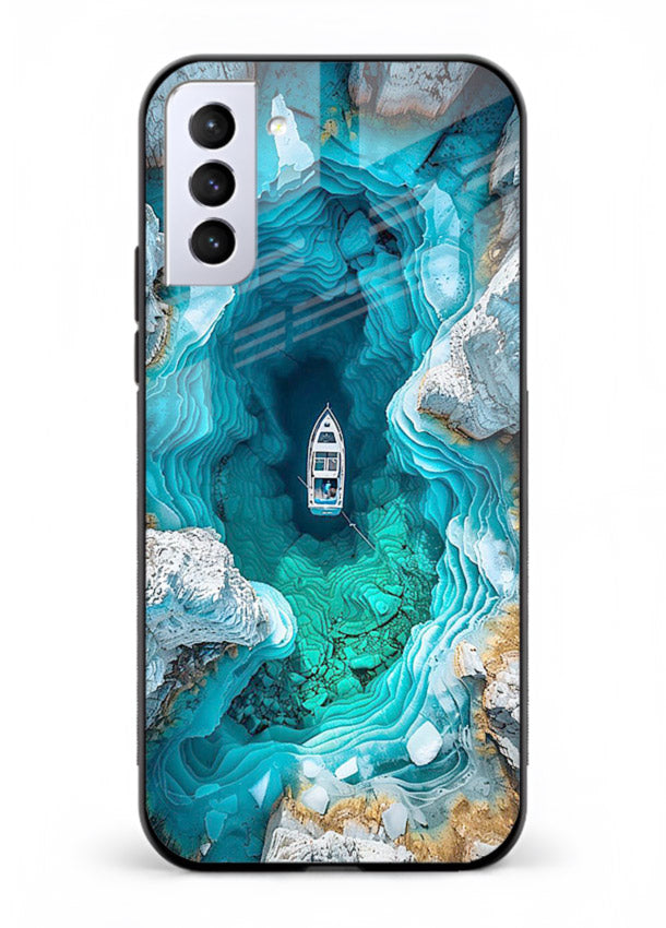 Crystal Cave Lake glowing crystal cave artwork Samsung S22 glass back cover