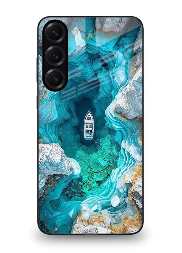 Crystal Cave Lake glowing crystal cave artwork Samsung S23 glass back cover