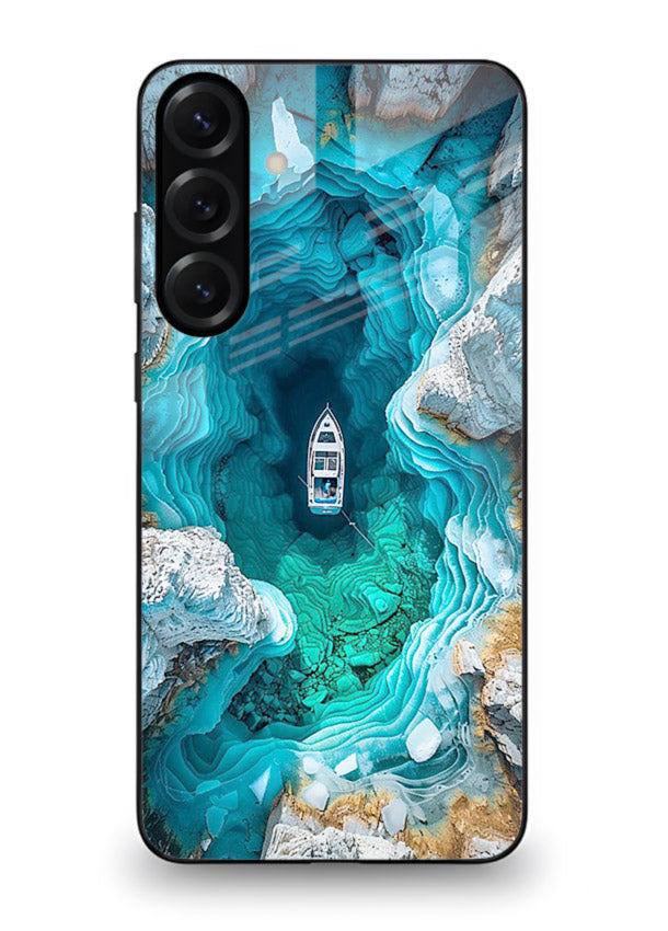 Crystal Cave Lake glowing crystal cave artwork Samsung S24 FE glass back cover