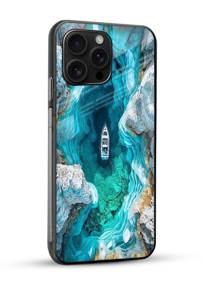 Crystal Cave Lake glowing crystal cave artwork glossy vibrant premium glass back cover - Angle Side