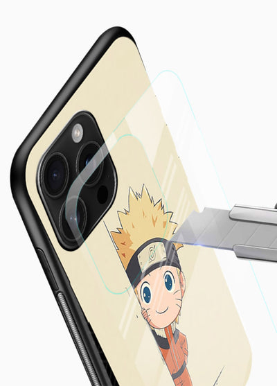 cute baby naruto chibi anime art glossy vibrant premium glass cover adorable character case - Angle Blade