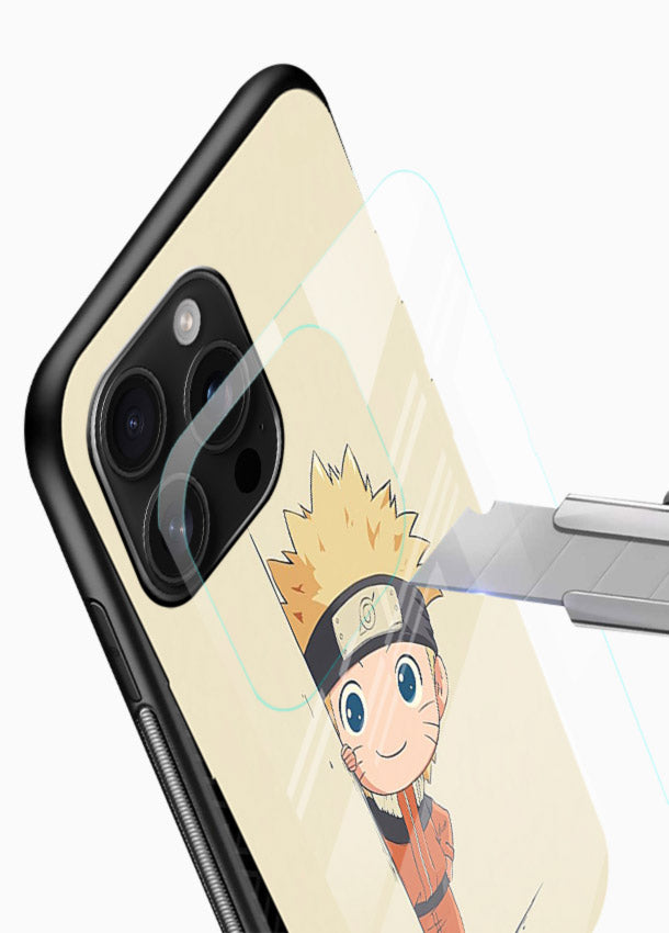 cute baby naruto chibi anime art glossy vibrant premium glass cover adorable character case - Angle Blade