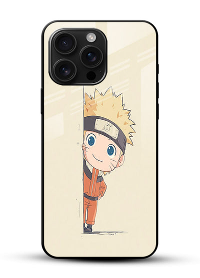 cute baby naruto chibi anime art glossy vibrant premium glass cover adorable character case - Angle Front