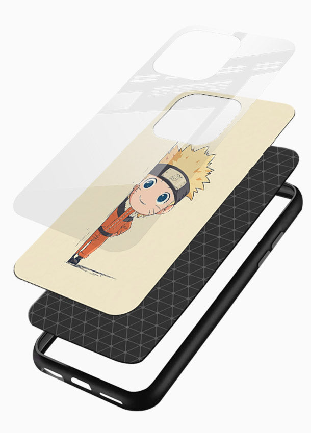 cute baby naruto chibi anime art glossy vibrant premium glass cover adorable character case - Angle Layers