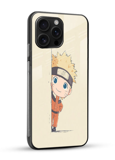 cute baby naruto chibi anime art glossy vibrant premium glass cover adorable character case - Angle Side