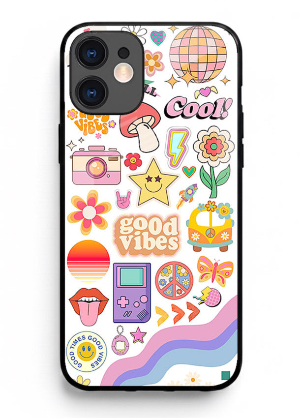 Cute Doodle Collage playful doodle pattern iphone 12 mini glass back cover