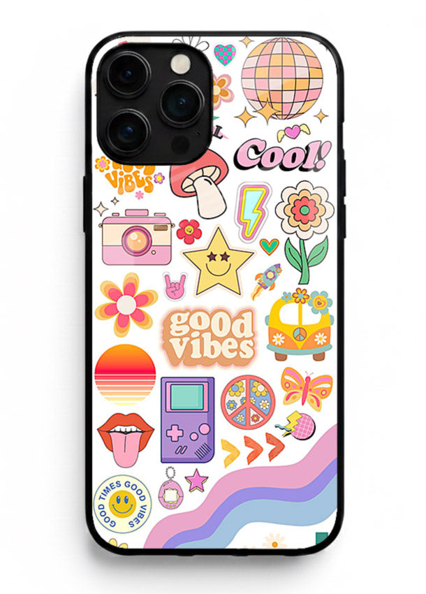 Cute Doodle Collage playful doodle pattern iphone 15 pro max glass back cover