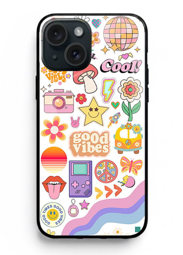 Cute Doodle Collage playful doodle pattern iphone 13 mini glass back cover
