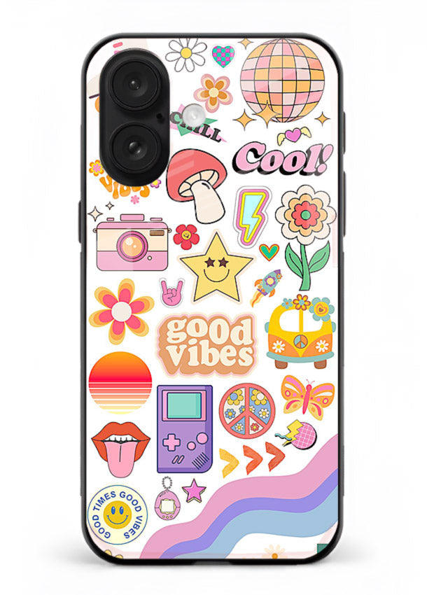 Cute Doodle Collage playful doodle pattern iphone 16 glass back cover