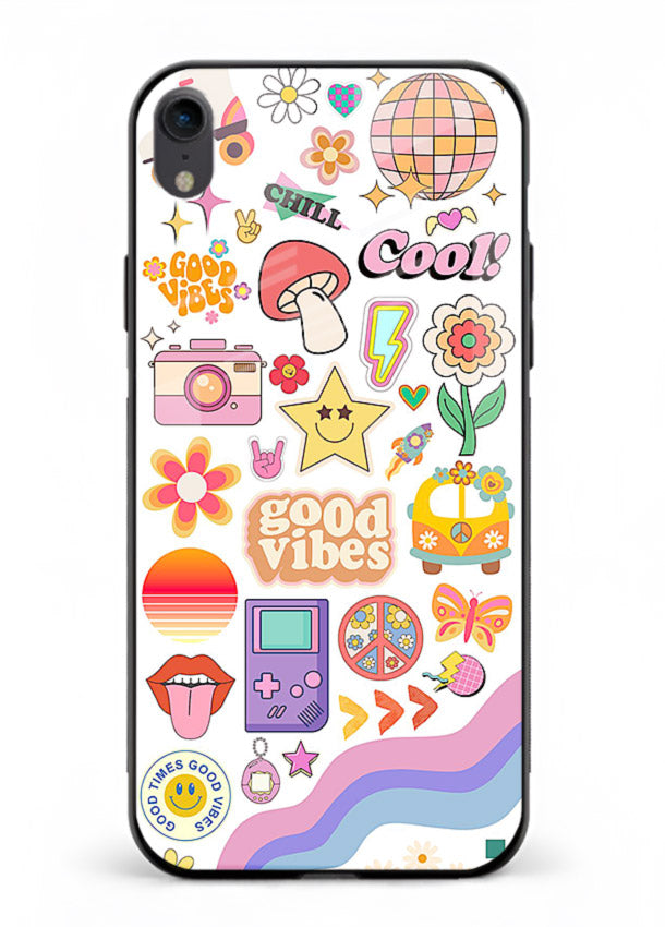 Cute Doodle Collage playful doodle pattern iphone xr glass back cover