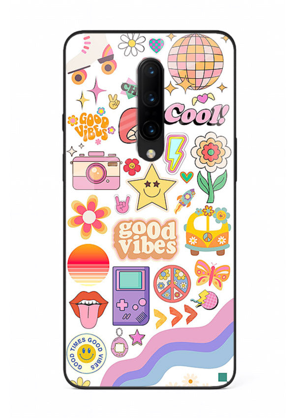 Cute Doodle Collage playful doodle pattern OnePlus 8 glass back cover