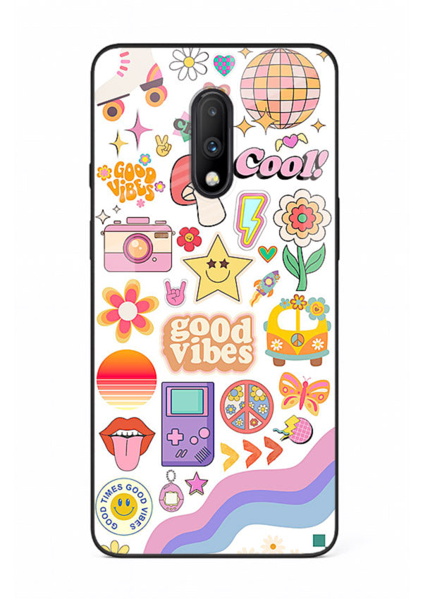 Cute Doodle Collage playful doodle pattern OnePlus 7 glass back cover