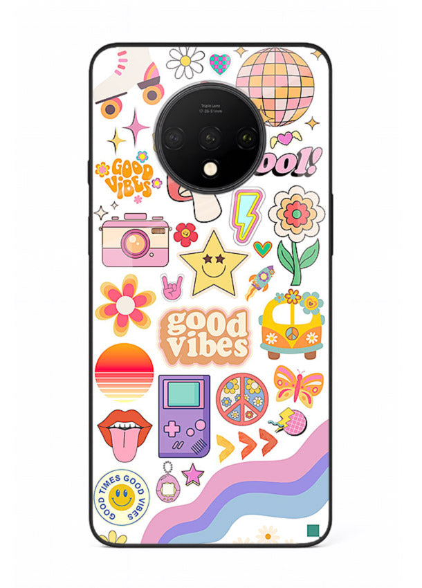 Cute Doodle Collage playful doodle pattern OnePlus 7T glass back cover