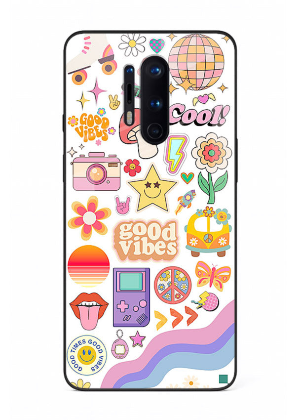 Cute Doodle Collage playful doodle pattern OnePlus 8 Pro glass back cover