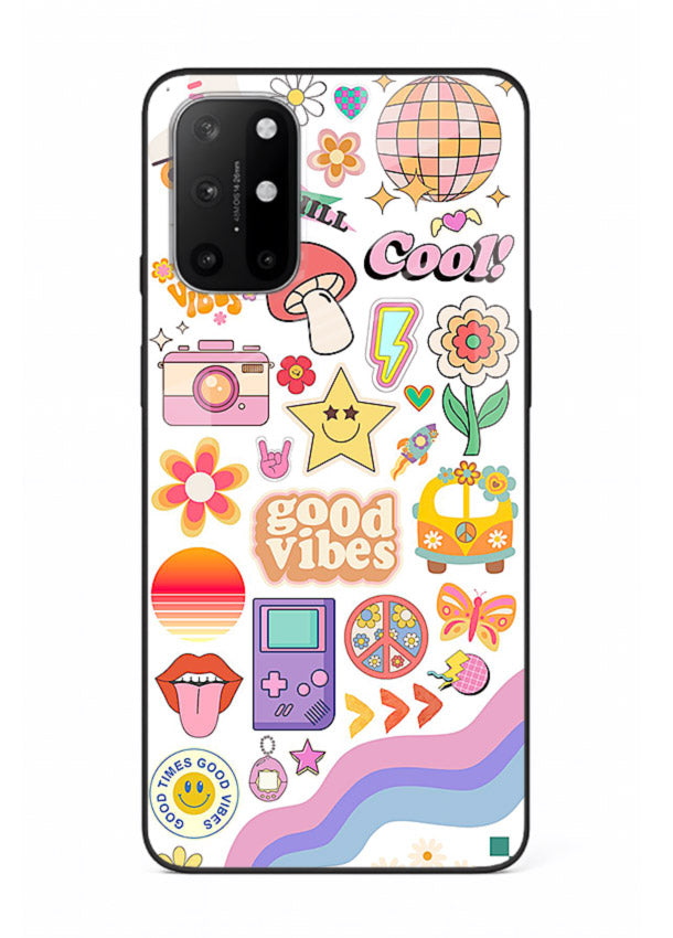 Cute Doodle Collage playful doodle pattern OnePlus 8T glass back cover