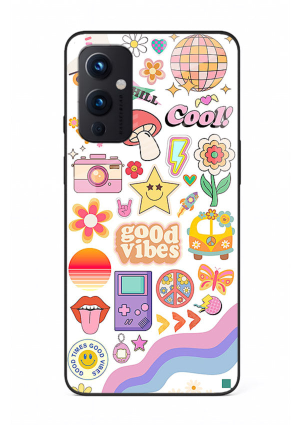Cute Doodle Collage playful doodle pattern OnePlus 9 Pro glass back cover