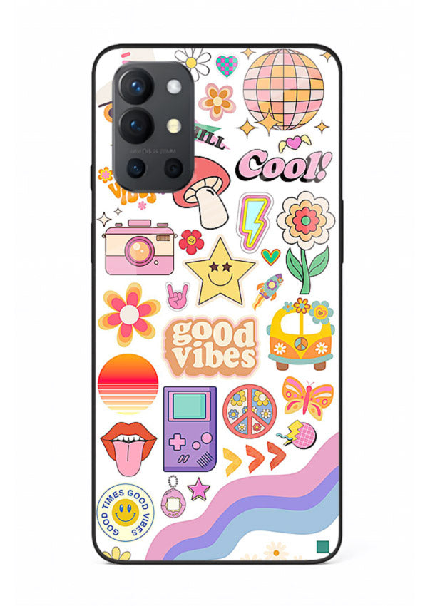 Cute Doodle Collage playful doodle pattern OnePlus 9R glass back cover