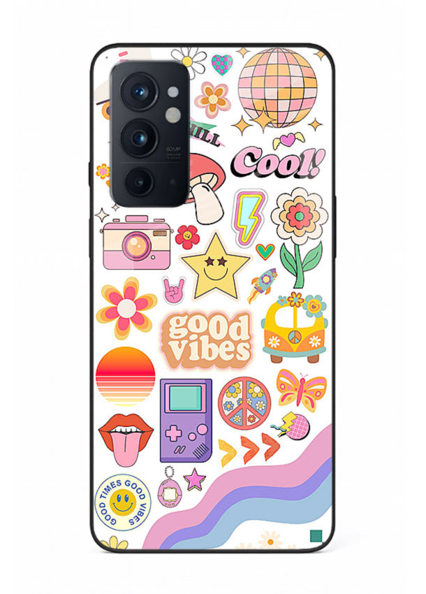 Cute Doodle Collage playful doodle pattern OnePlus 9RT glass back cover