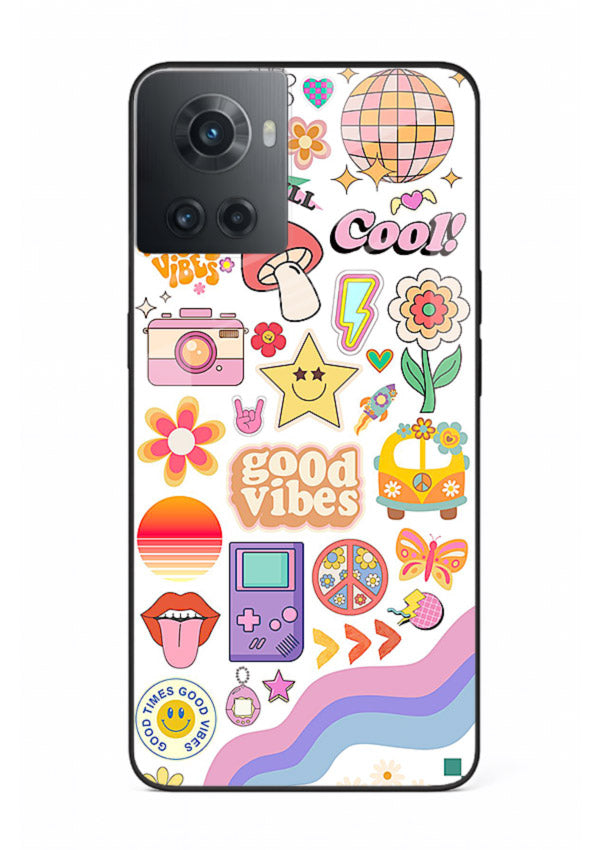 Cute Doodle Collage playful doodle pattern OnePlus 10R glass back cover