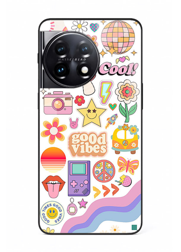 Cute Doodle Collage playful doodle pattern OnePlus 11 glass back cover