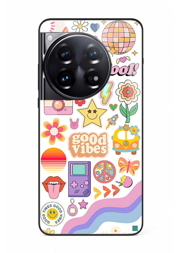 Cute Doodle Collage playful doodle pattern OnePlus 12 glass back cover