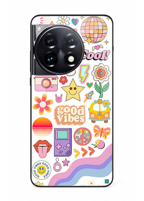 Cute Doodle Collage playful doodle pattern OnePlus 12R glass back cover